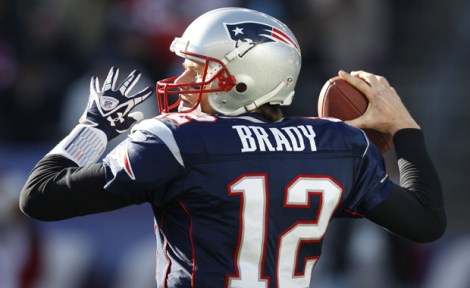 New England Patriots quarterback Tom Brady (12) in the first half of an NFL football game against the Miami Dolphins in Foxborough, Mass., Saturday Dec. 24, 2011. (AP Photo/Charles Krupa)